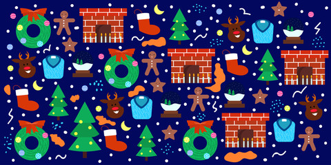 Flat design on Pattern christmas element background design