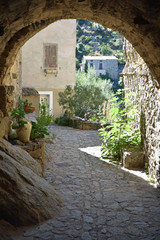 Fototapeta na wymiar Voûte de pierre à Lama en Corse
