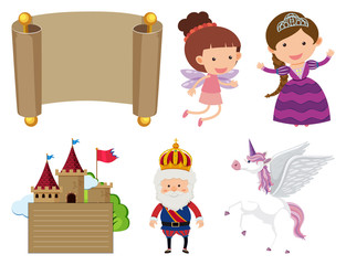 Set of isolated objects theme fairytales