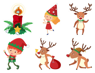 Christmas set with elf and reindeer