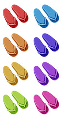 Set of sandals in different colors