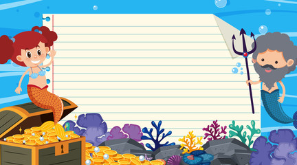 Border template with underwater scene in background