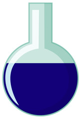Flask with blue chemical inside