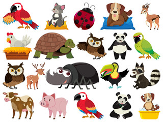 Set of isolated objects theme animals
