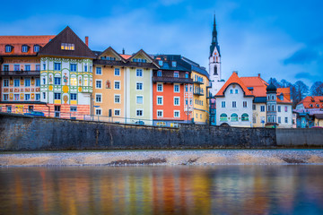 Bad Tolz, Bavaria, Germany - Early Evening View of the Colorful Houses in the Old Town Center of...