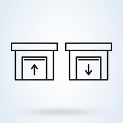 Open Close Garage Door line. vector modern icon design illustration