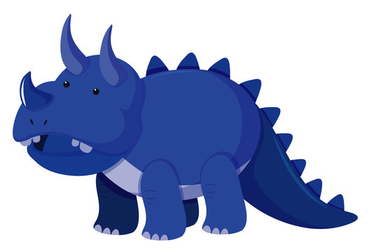 Single picture of triceratops in blue color