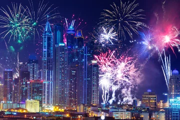 Fototapeten New Year fireworks display in Dubai, UAE © Patryk Kosmider