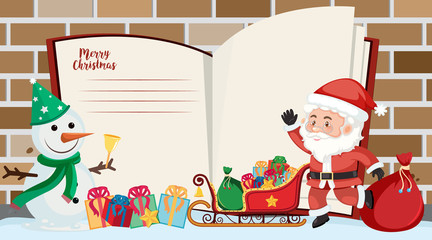 Border template with Santa and snowman on christmas