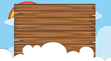 Wooden board with blue sky background