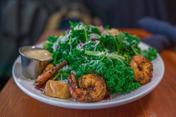 Kale Salad with Shrimp and Parmesan