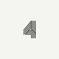 4 logo. Abstract letter 4 logo design. Line creative symbol. Logo branding. Universal vector icon - Vector