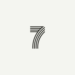 7 logo. Abstract letter 7 logo design. Line creative symbol. Logo branding. Universal vector icon - Vector