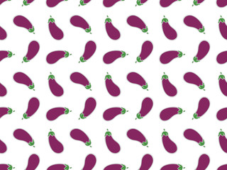 Eggplant seamless pattern on a white background. Strokes from one line with the substrates. Vector.
