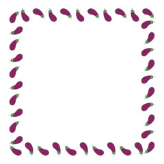 A square frame of eggplant with strokes from the same line with the substrates. Template for text on a white background. Vector.