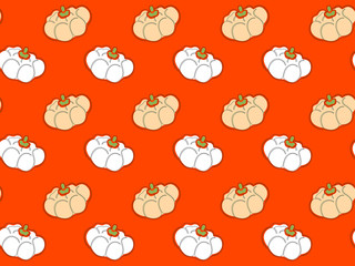 Seamless pattern of squash from one line on a trendy background in the color of lush lava. Vector.