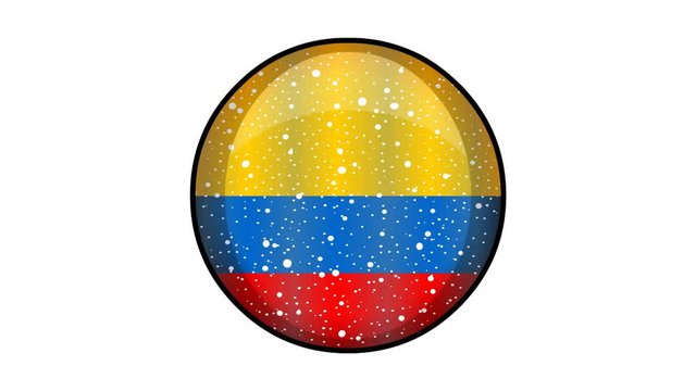 Animated Colombia flag cartoon illustration with glitter animation