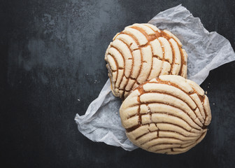 Traditional Mexican conchas sweet bread 