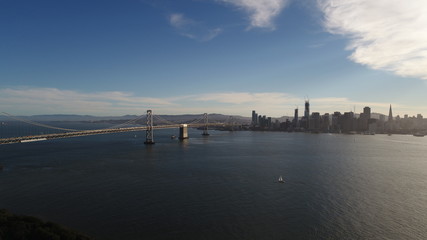 Aerial view of the bay bridge, San Francisco