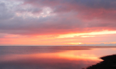 winter pink sunset