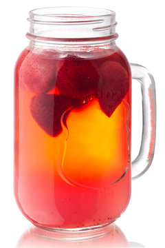 Strawberry kompot jar, paths