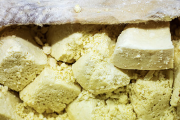 Traditional azeri salted cheese named Motal Pendiri (or Peniri) which is kept in a sheep or goat skin.