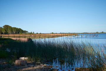 landscape with river and blue sky