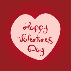 Valentine's Day Hand Drawn Love Greeting Card on red background. Stock Vector Illustration for Happy Valentines Day.