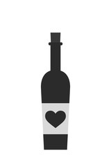 bottle of wine with heart. valentines design element