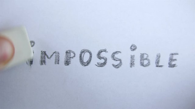 Changing the word impossible to possible with a eraser - business concept