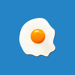 Fried egg closeup. Isolated vector illustration. 