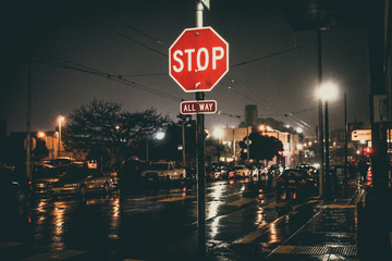 rainy street sign sf