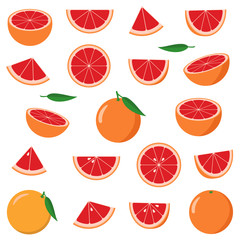 Bright grapefruit slices. Vector illustration.