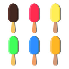 Ice lolly. Ice cream set. Vector illustration. 