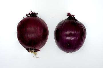 red onion on white background