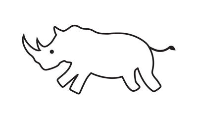 Icon of the running rhino. Vector illustration.