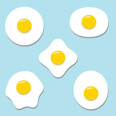 Set of fried eggs. Vector illustration.