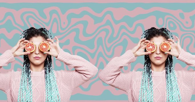 Beautiful woman with dreadlocks. Fun art animation.