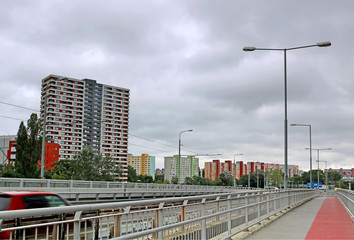 BRATISLAVA, SLOVAKIA - SEPTEMBER 02, 2019: View of new buildings in Petrzalka district