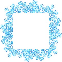 Blue watercolor eucalyptus frame 