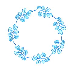Blue eucalyptus  watercolor wreath