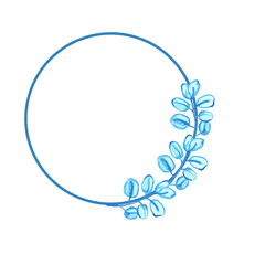 Blue watercolor circle frame