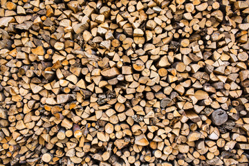 background texture pile of firewood cross section