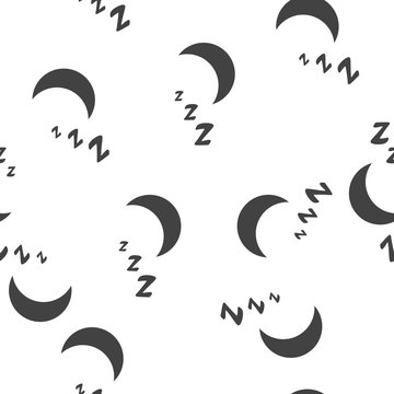 Vector image night, moon and sleep seamless pattern on a white background.