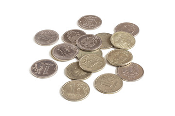 Russian rubles on a white background