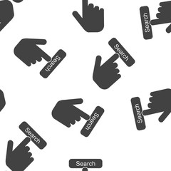 Buy button vector icon. Hand presses buy button Internet seamless pattern on a white background.