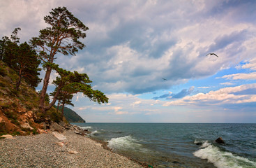 Shore of Lake Baikal in Eastern Siberia, Irkutsk region