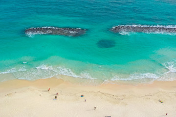 Aerial drone view of a beach in Barbados 