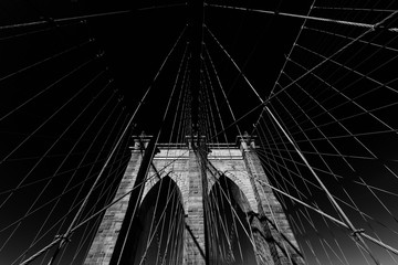 Obraz premium Brooklyn Bridge in New York , USA. Black and white image.