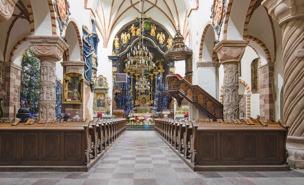 Strzelno / Poland -  Holy Trinity Church, Romanesque basilica. Polish medieval architecture.